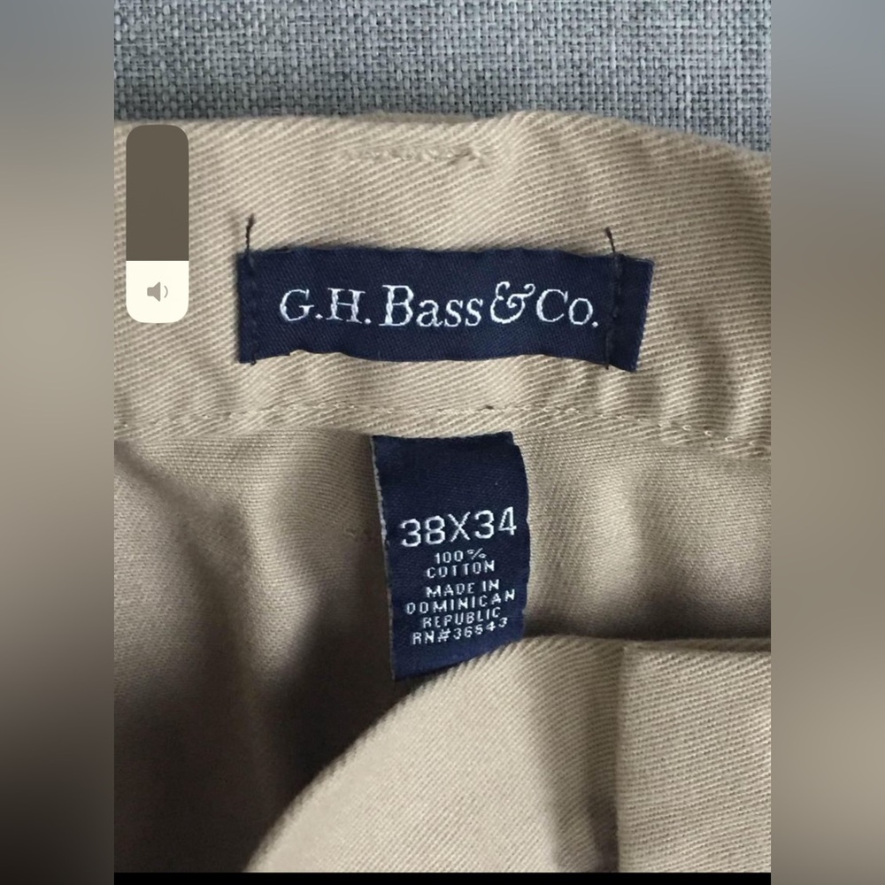 GHBass & Co Khaki Cuffed Slacks Casual Office Dressy Size 38/34 - Picture 3 of 4